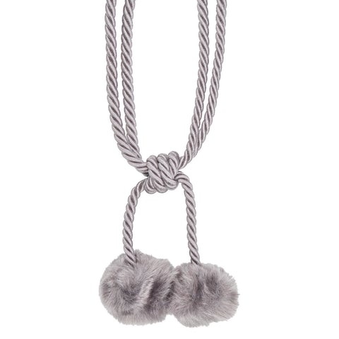 2x Stunning Pompom Style Curtain Tieback / Fluffy Curtain Tie Backs - Jones® - Black/Silver/Cranberry/Cream - Pack of 2 Active
