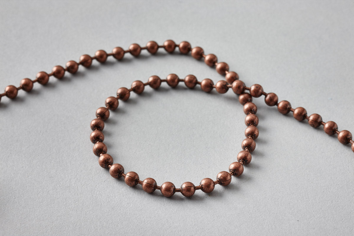 Antique Copper Metal Chain - No.10 Bead Size: 4.5mm + Free Connector