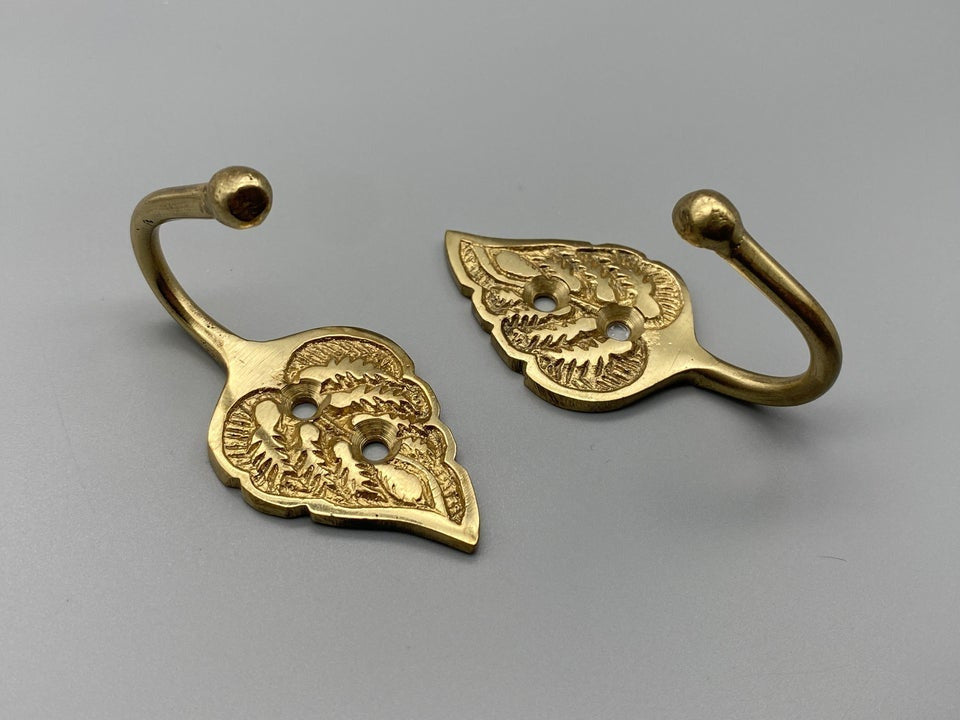 Garden Leaf Golden Tie Back Hook - Metal - Pack of 2