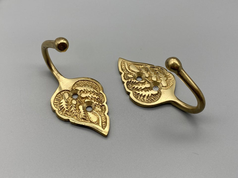 Garden Leaf Golden Tie Back Hook - Metal - Pack of 2