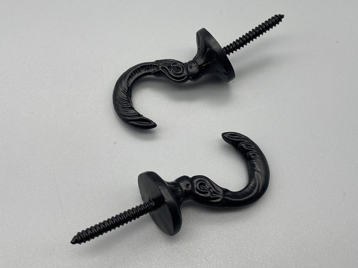 Athena Matte Black Tie Back Hook - Large 45mm - Pack of 2