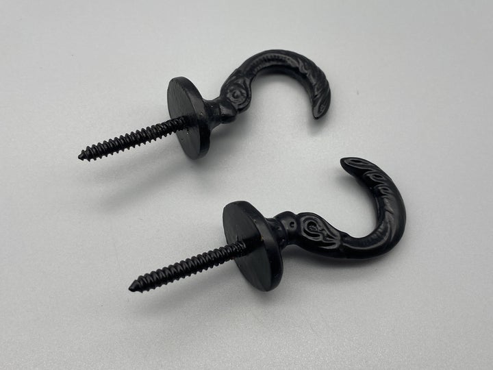 Athena Matte Black Tie Back Hook - Large 45mm - Pack of 2