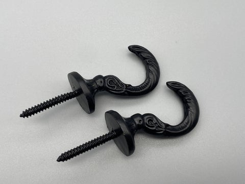 Athena Matte Black Tie Back Hook - Large 45mm - Pack of 2