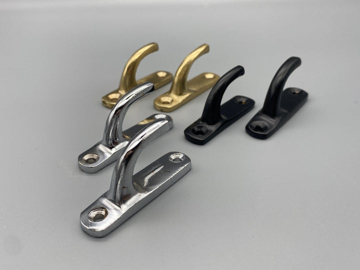 2x Contemporary Curtain Hold Back Hooks - Different Colours Gold/Black/Chrome - Pack of 2