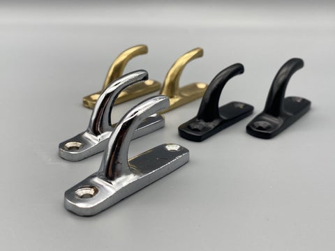 2x Contemporary Curtain Hold Back Hooks - Different Colours Gold/Black/Chrome - Pack of 2