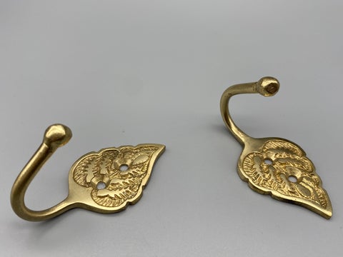 Garden Leaf Golden Tie Back Hook - Metal - Pack of 2