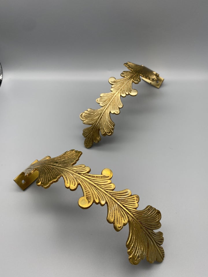 2x Classic Gold Curtain Hold Back - Large Metal Athena Leaf Design Holdback - Gold