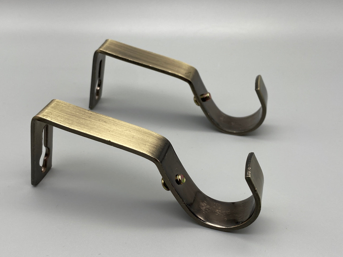 Pair of Heavy Duty Metal Curtain Pole Brackets - Holds Rods upto 19mm - Wall Brackets Holder (Antique Gold)