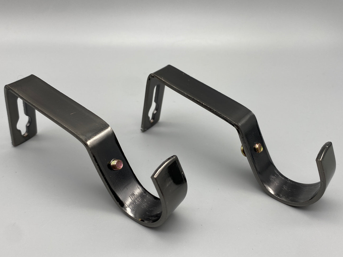 Pair of Heavy Duty Metal Curtain Pole Brackets - Holds Rods upto 30mm - Wall Brackets Holder (Black Nickel)