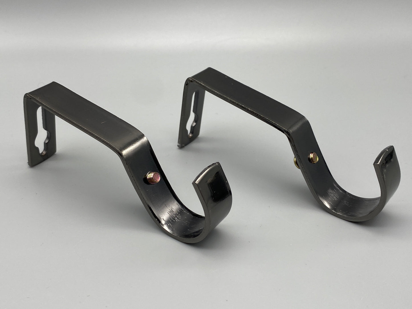 Pair of Heavy Duty Metal Curtain Pole Brackets - Holds Rods upto 30mm - Wall Brackets Holder (Black Nickel)
