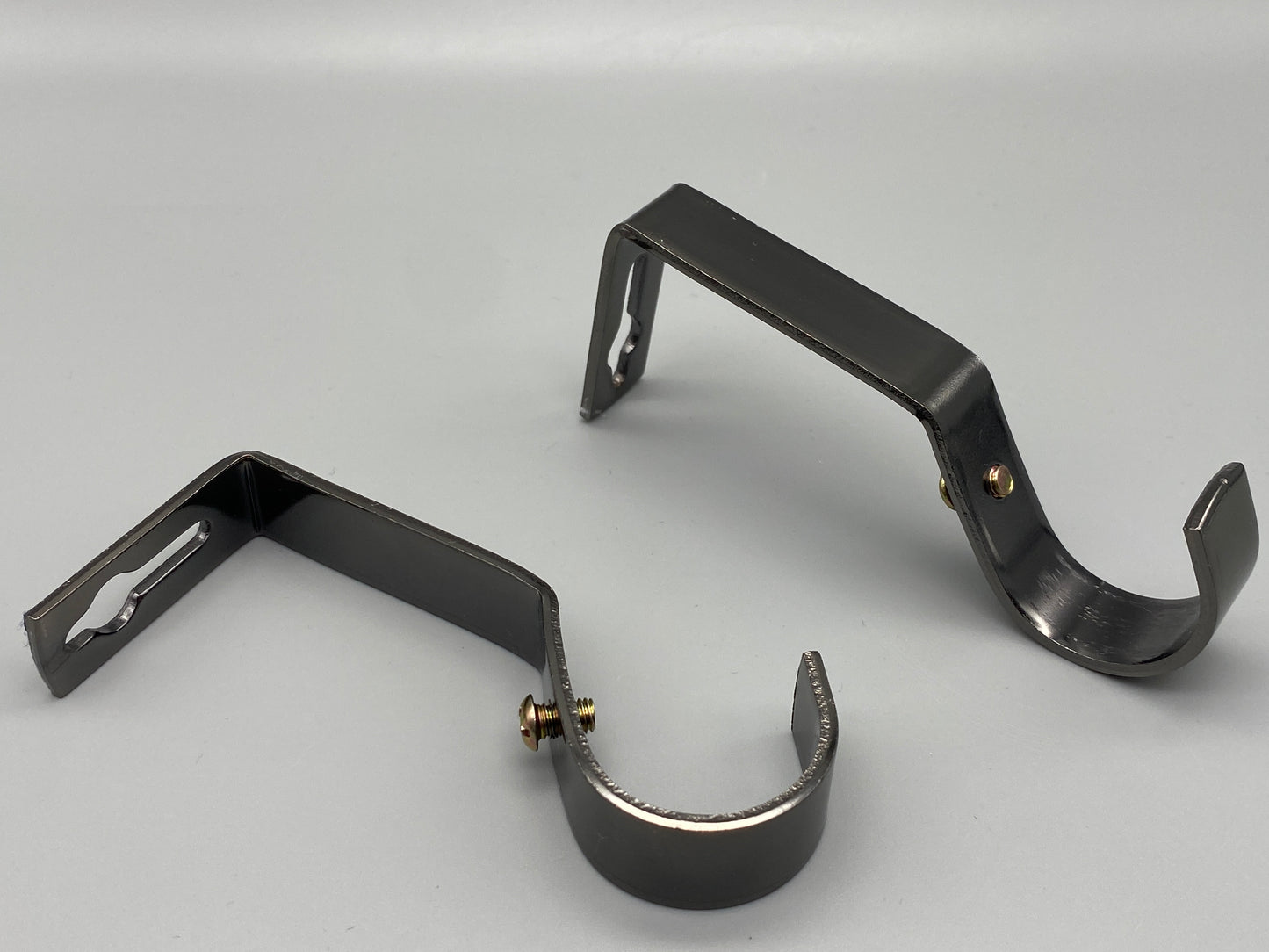 Pair of Heavy Duty Metal Curtain Pole Brackets - Holds Rods upto 30mm - Wall Brackets Holder (Black Nickel)