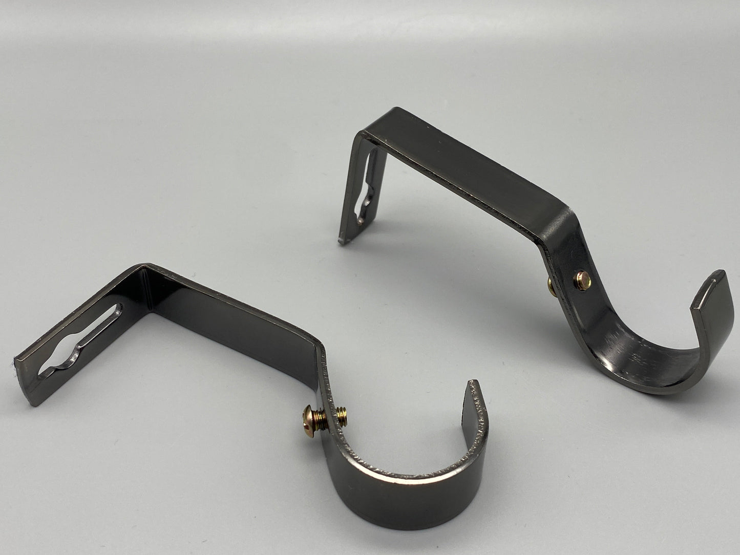Pair of Heavy Duty Metal Curtain Pole Brackets - Holds Rods upto 19mm - Wall Brackets Holder (Black)