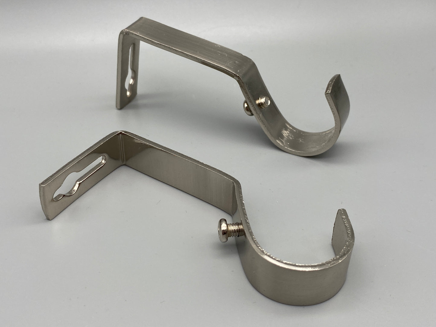 Pair of Heavy Duty Metal Curtain Pole Brackets - Holds Rods upto 30mm - Wall Brackets Holder (Brushed Nickel)