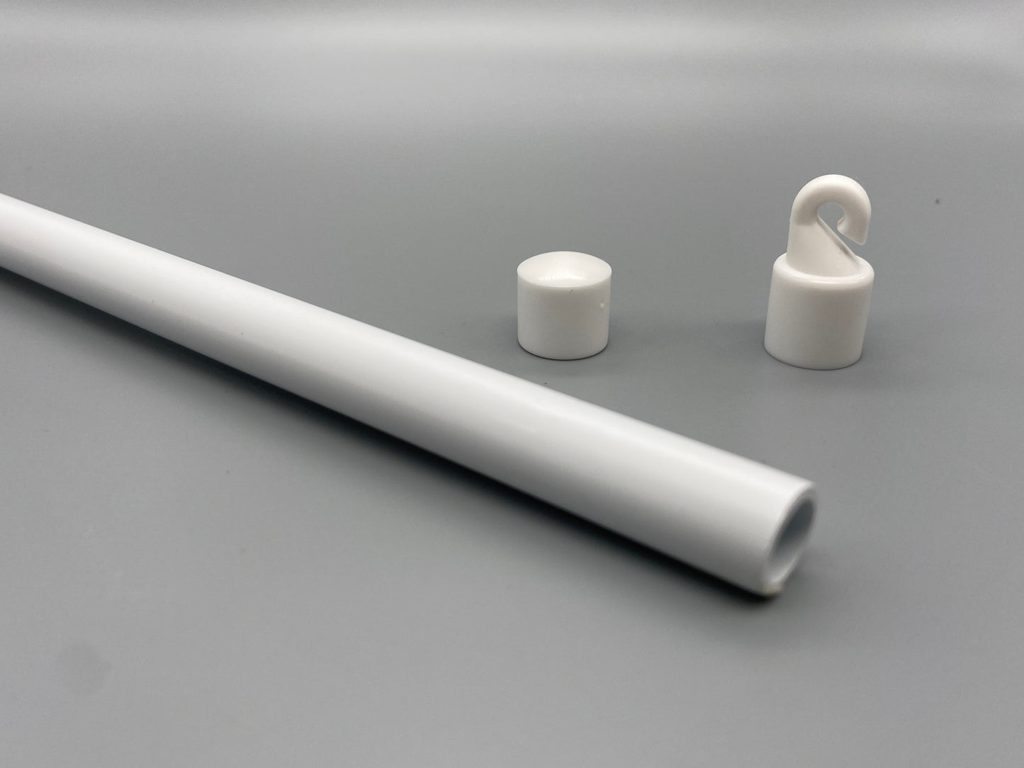 Tilting Wand Set for Vertical Blinds (400mm + Hook + Button) - White Plastic