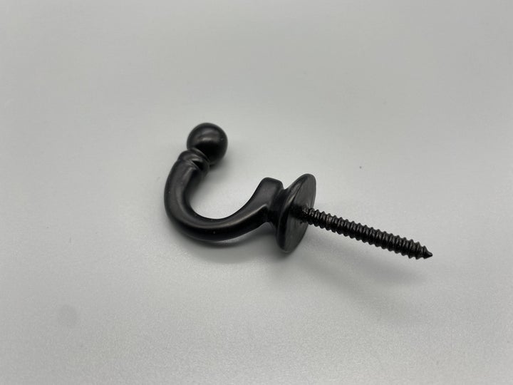 Black Metal Ball-end Tie Back Hook - Medium - Pack of 2