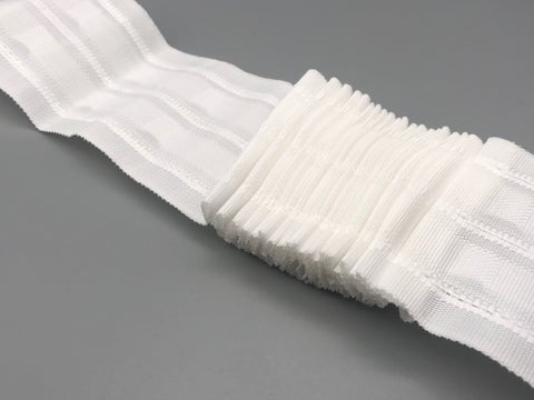 White Pencil Pleat Tape - 2 Pockets - 75mm (3" inch) - 10meter