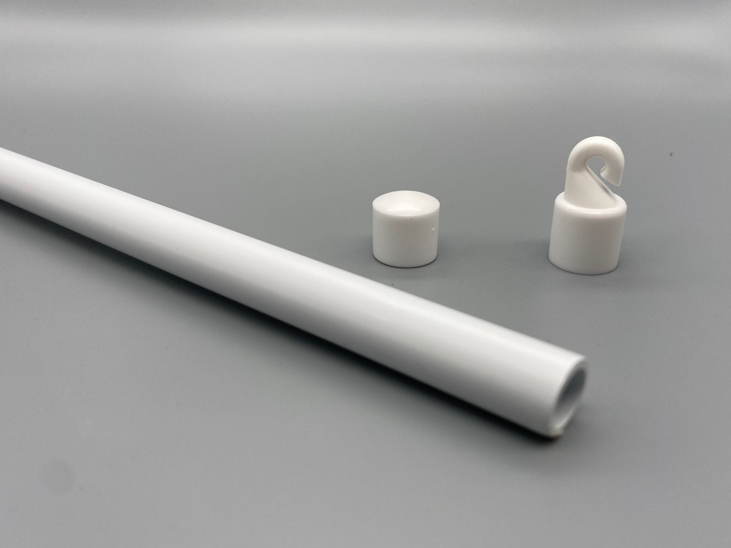 Tilting Wand Set for Vertical Blinds (400mm + Hook + Button) - White Plastic