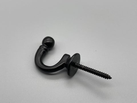 Black Metal Ball-end Tie Back Hook - Medium - Pack of 2