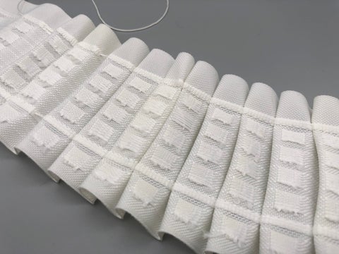 White Pencil Pleat Tape - 4 Pockets - 75mm (3" inch) - 10meter