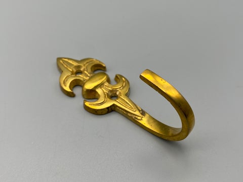 Brass Fleur De Lis Design Classic Tie Back Hook - Metal - Pack of 2