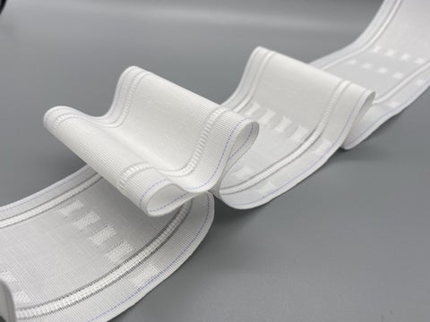 White Boxed Pleat Curtain Heading Tape - Polyester - 75mm (3" inch) - 10meter