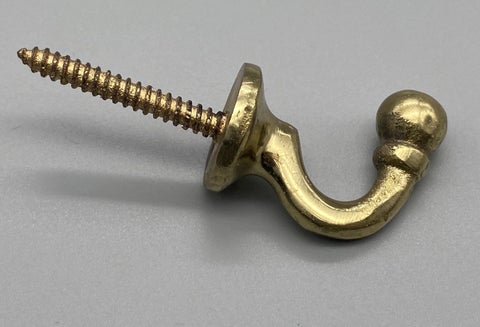 Brass Ball-End Tie Back Hook - Pack of 2