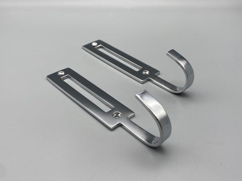 Modern Tie Back Hooks - Matte Silver Finish - Pack of 2