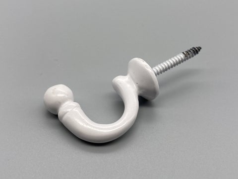 White Metal Ball-end Tie Back Hook - Medium - Pack of 2
