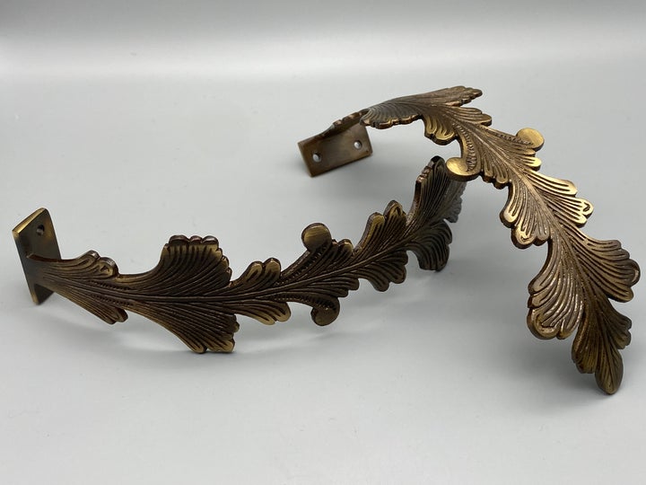 2x Classic Curtain Hold Back Antique - Large Metal Athena Leaf Design Holdback - Bronze Finish