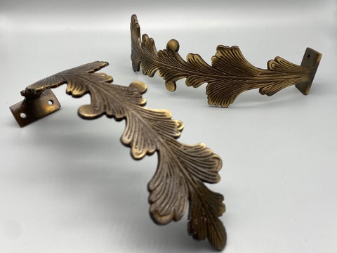 2x Classic Curtain Hold Back Antique - Large Metal Athena Leaf Design Holdback - Bronze Finish