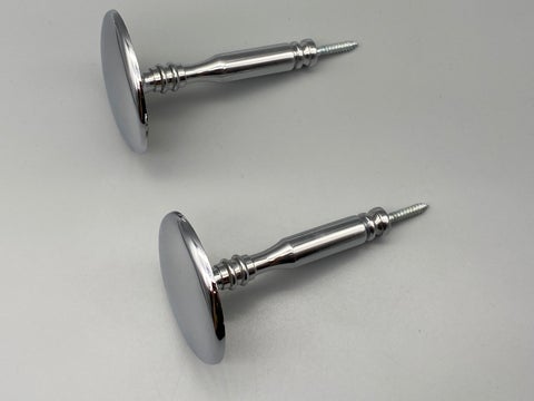 2x Chrome Curtain Hold Back Pins - Large Metal Round Pins - Chrome