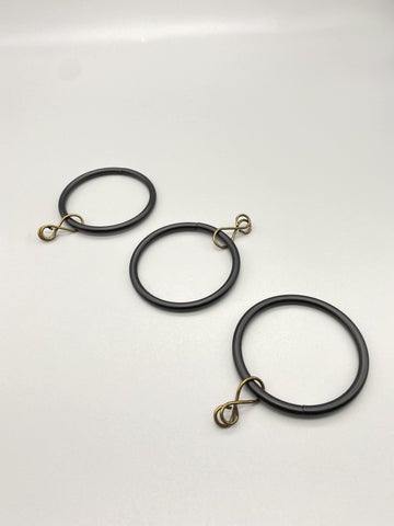 Black Curtain Rod Rings With Loose Eyelet - Inner Diameter ø 20mm / 42mm - Pack of 10