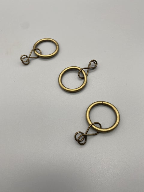 Antique Gold Curtain Rod Rings With Loose Eyelet - Inner Diameter ø 20mm - Pack of 10