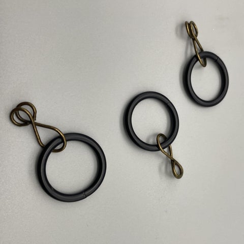 Black Curtain Rod Rings With Loose Eyelet - Inner Diameter ø 20mm / 42mm - Pack of 10