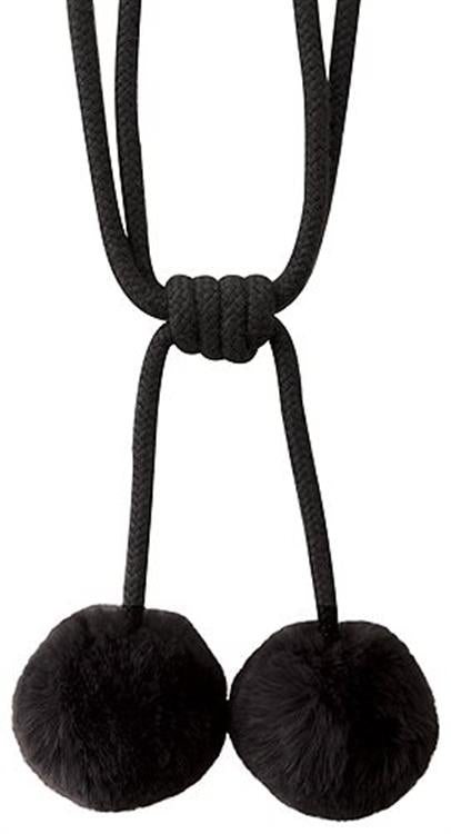 2x Stunning Pompom Style Curtain Tieback / Fluffy Curtain Tie Backs - Jones® - Black/Silver/Cranberry/Cream - Pack of 2 Active