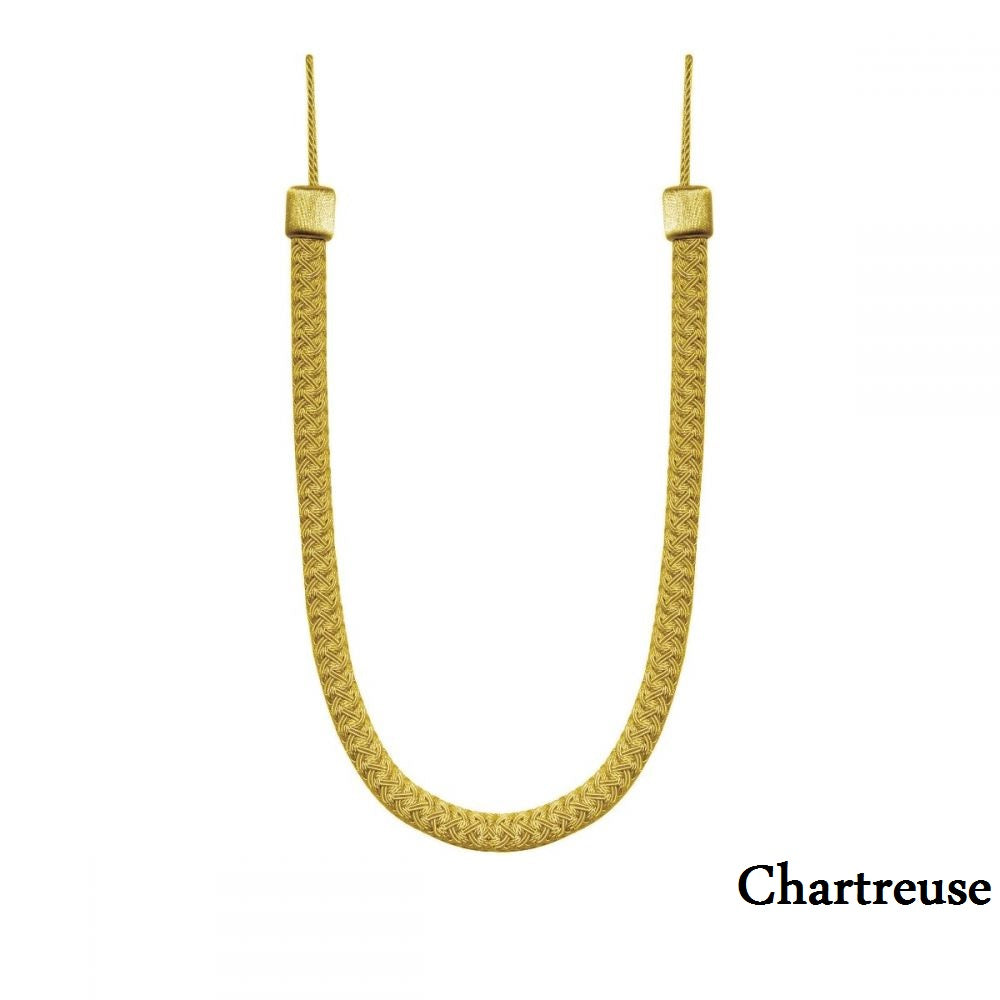 Tressé Rope Tiebacks Braided with a Luxurious Sateen Finish and Contemporary Look