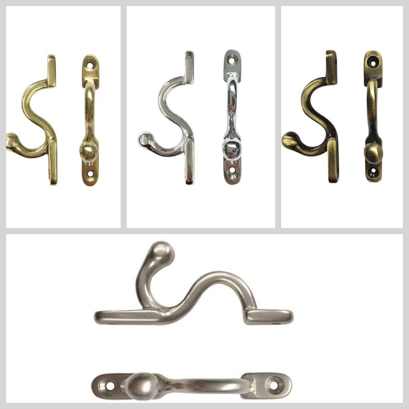 Ball End Security Loop Tieback Hook, Various Finises - Pack of 2
