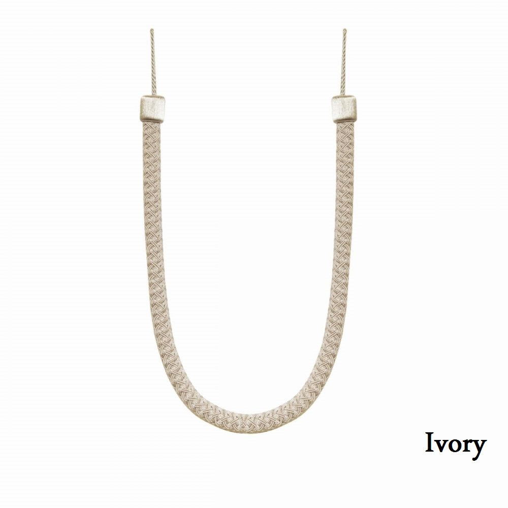 Tressé Rope Tiebacks Braided with a Luxurious Sateen Finish and Contemporary Look