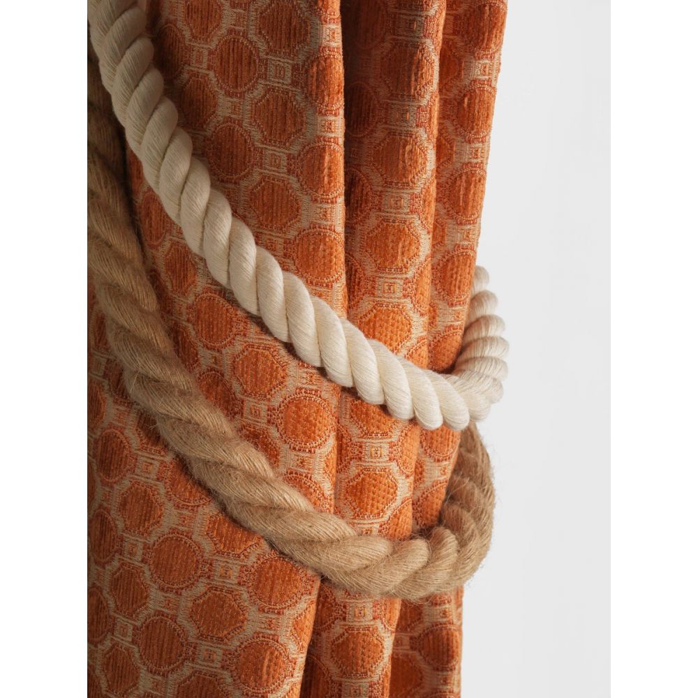 2x Natural Cotton Twisted Contemporary Tie Backs - by Jones® - Pair