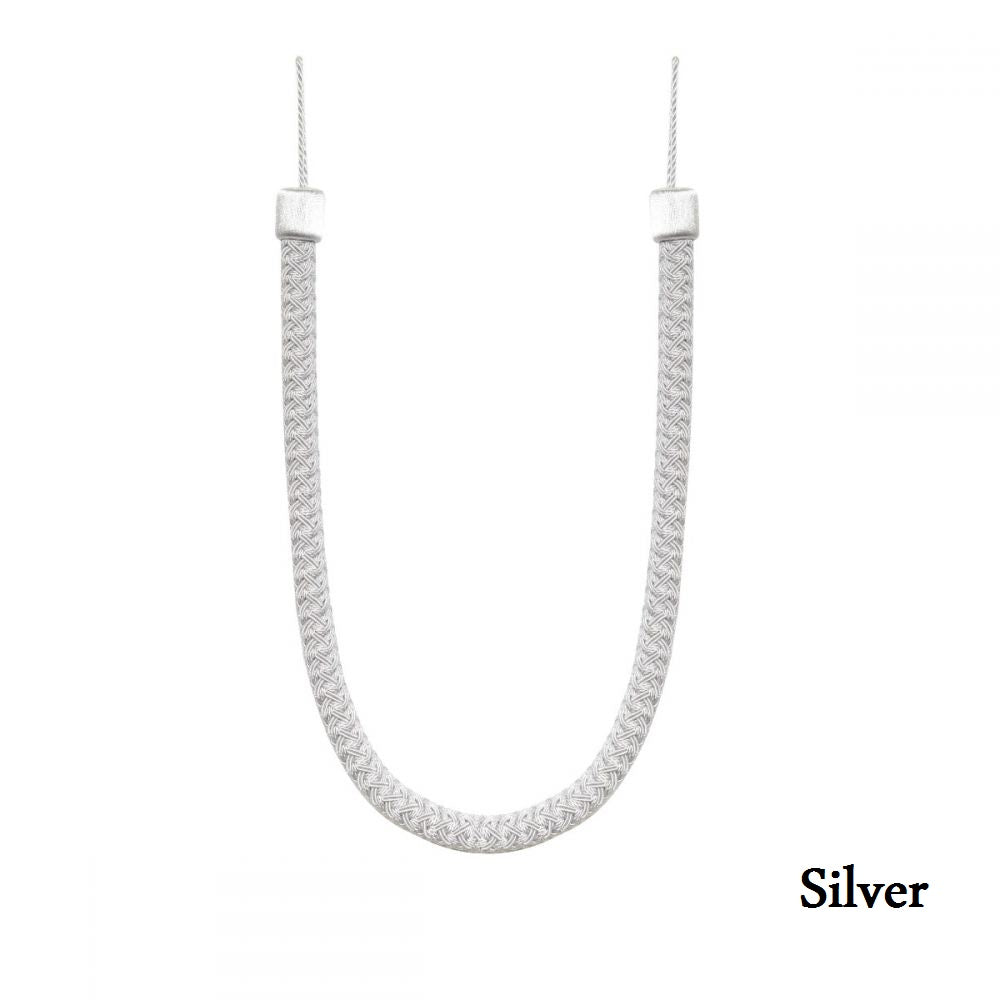 Tressé Rope Tiebacks Braided with a Luxurious Sateen Finish and Contemporary Look