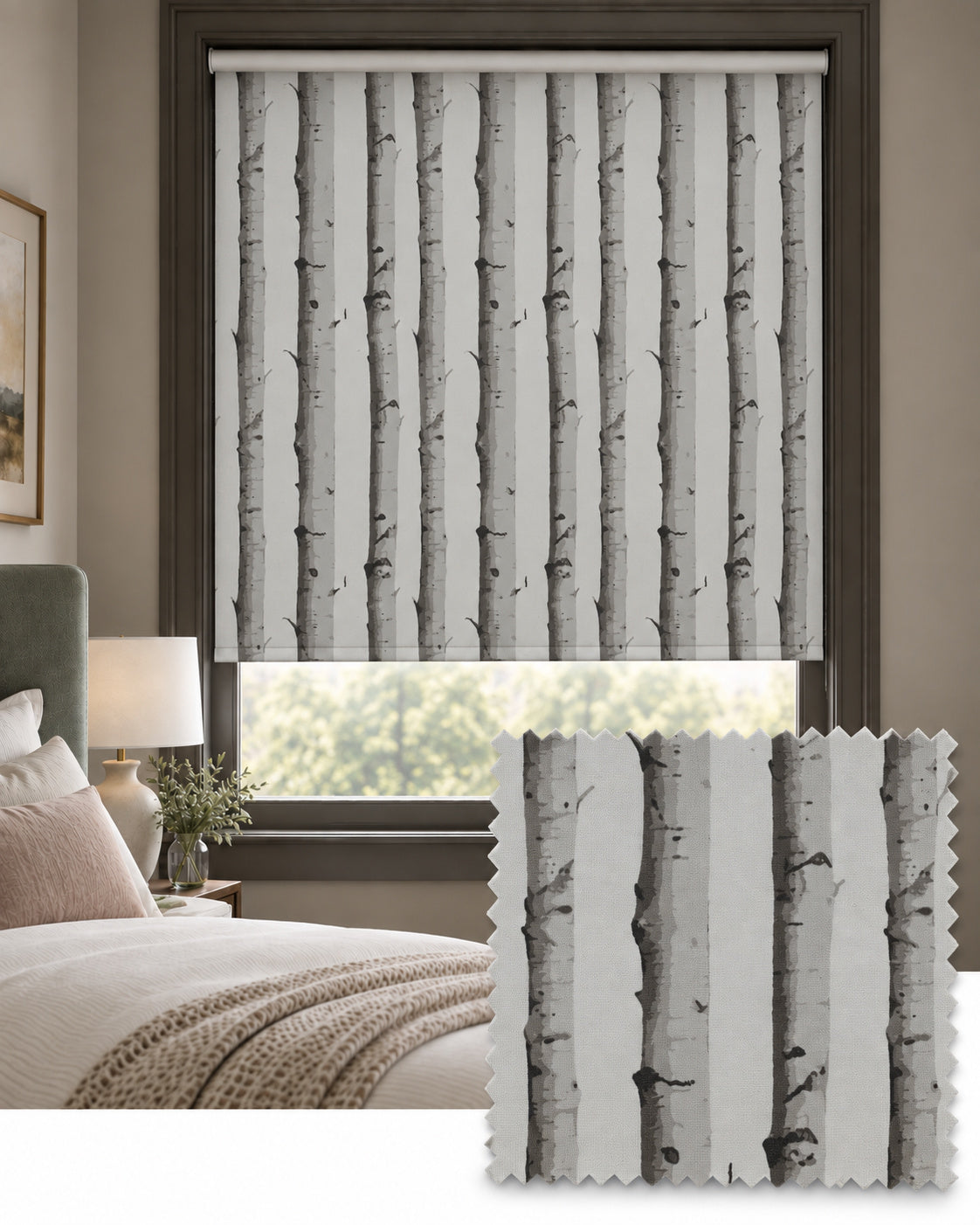 Woodland Silver Birch Roller Blind, Made to Measure - Delivery in 2-3 Weeks