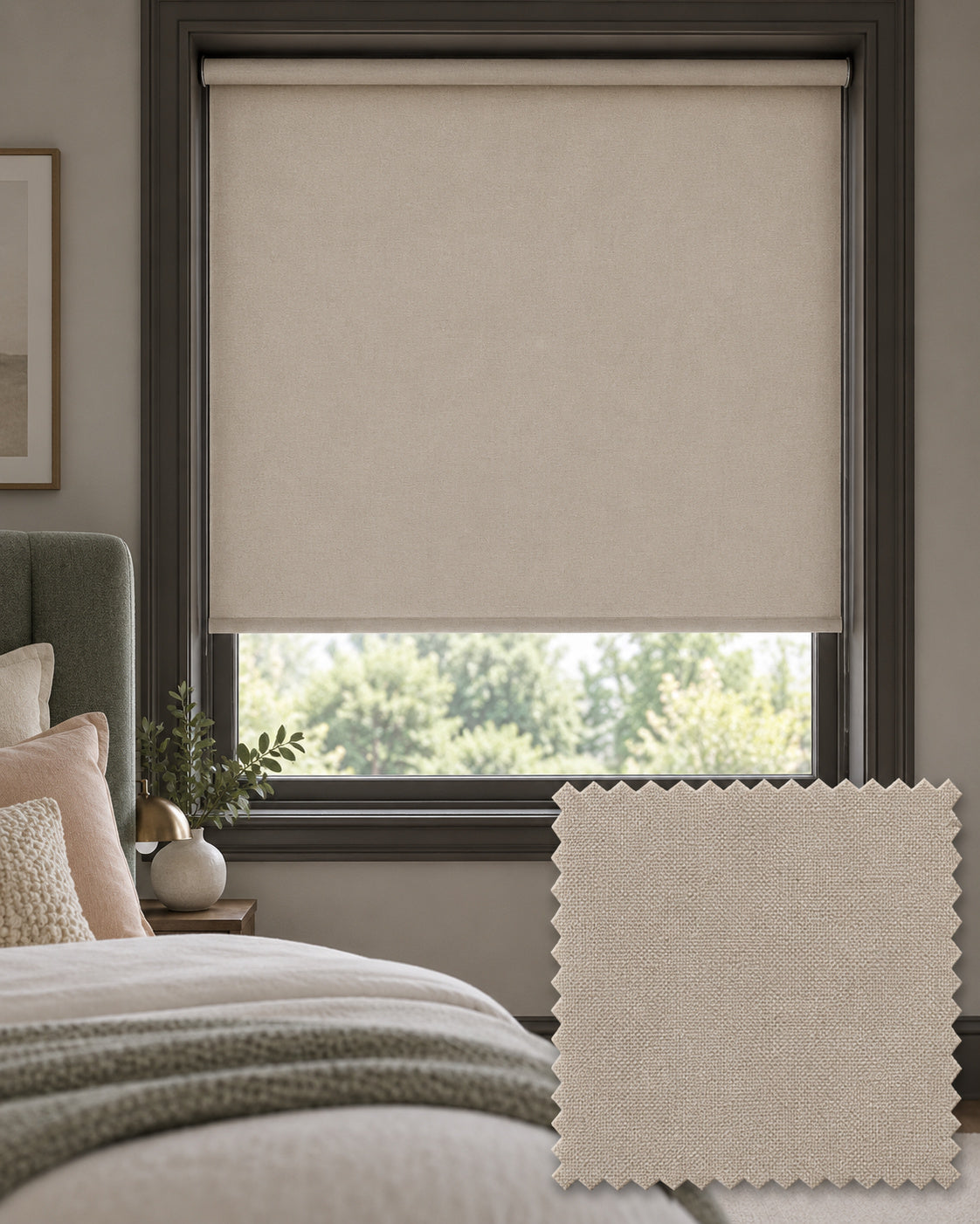 Basix Bisque Roller Blind, Made to Measure