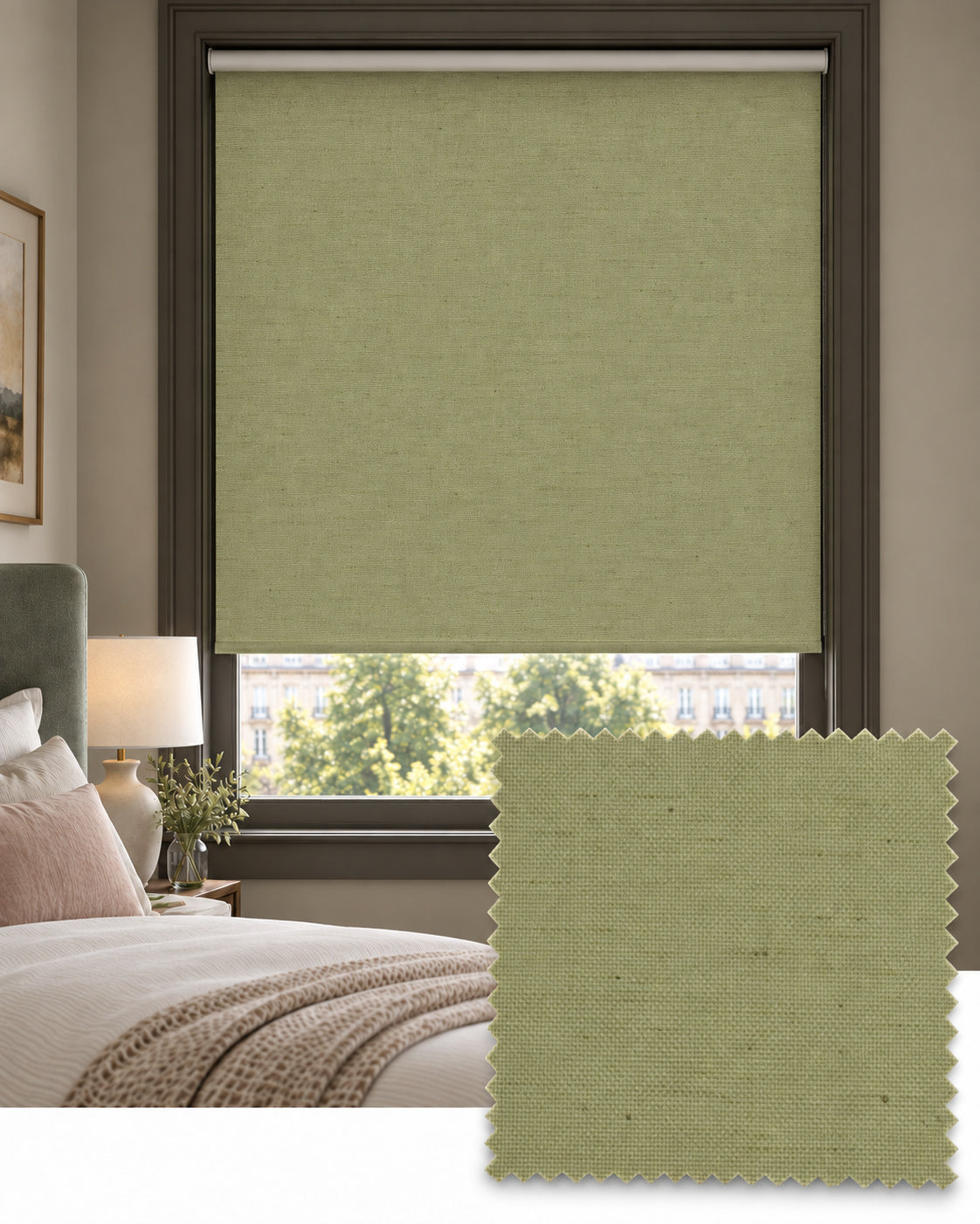 Linen Pistachio Roller Blind, Made to Measure - Delivery in 2-3 Weeks