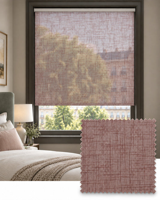 Open Linen Elderberry Roller Blind, Made to Measure