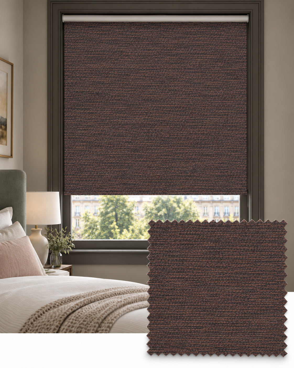 Hampton Mahogany Roller Blind, Made to Measure - Delivery in 2-3 Weeks