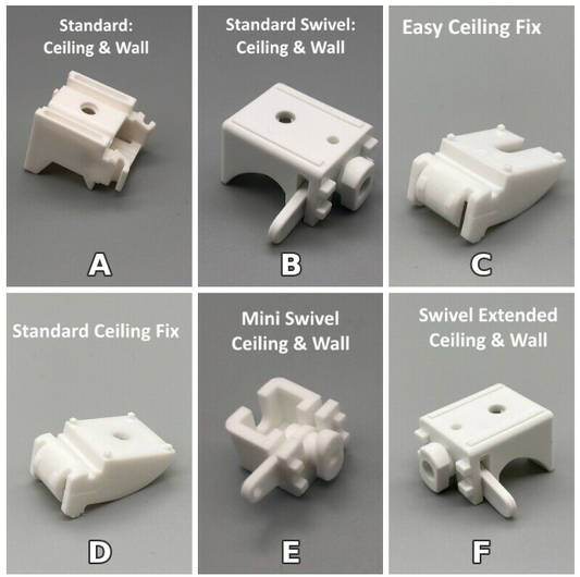 Plastic Brackets for Metal Baton System - White - Pack of 5