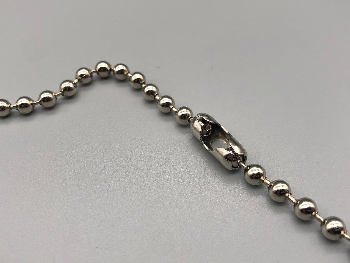 Silver Metal Chain - No.10 Bead Size: 4.5mm + Free Connector