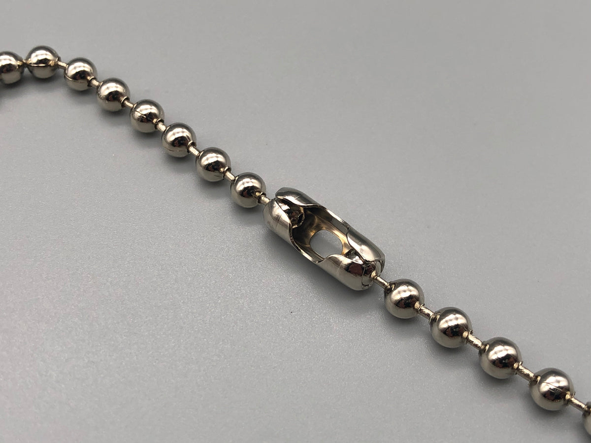 Silver Metal Chain - No.10 Bead Size: 4.5mm + Free Connector
