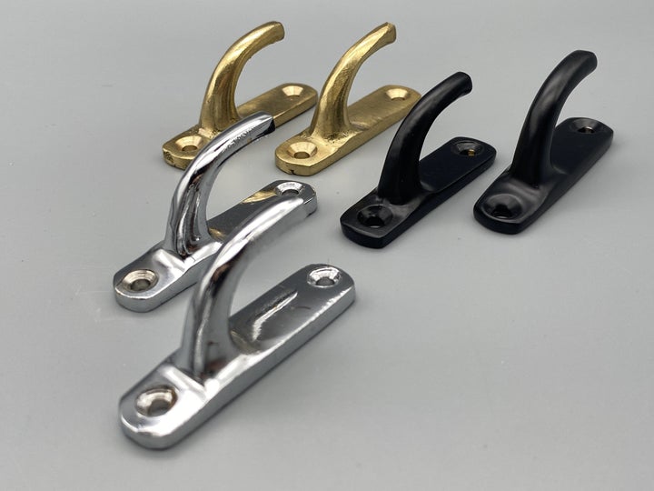 2x Contemporary Curtain Hold Back Hooks - Different Colours Gold/Black/Chrome - Pack of 2