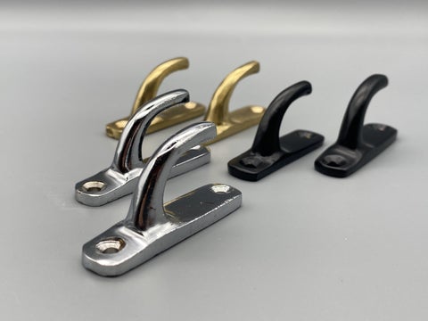 2x Contemporary Curtain Hold Back Hooks - Different Colours Gold/Black/Chrome - Pack of 2